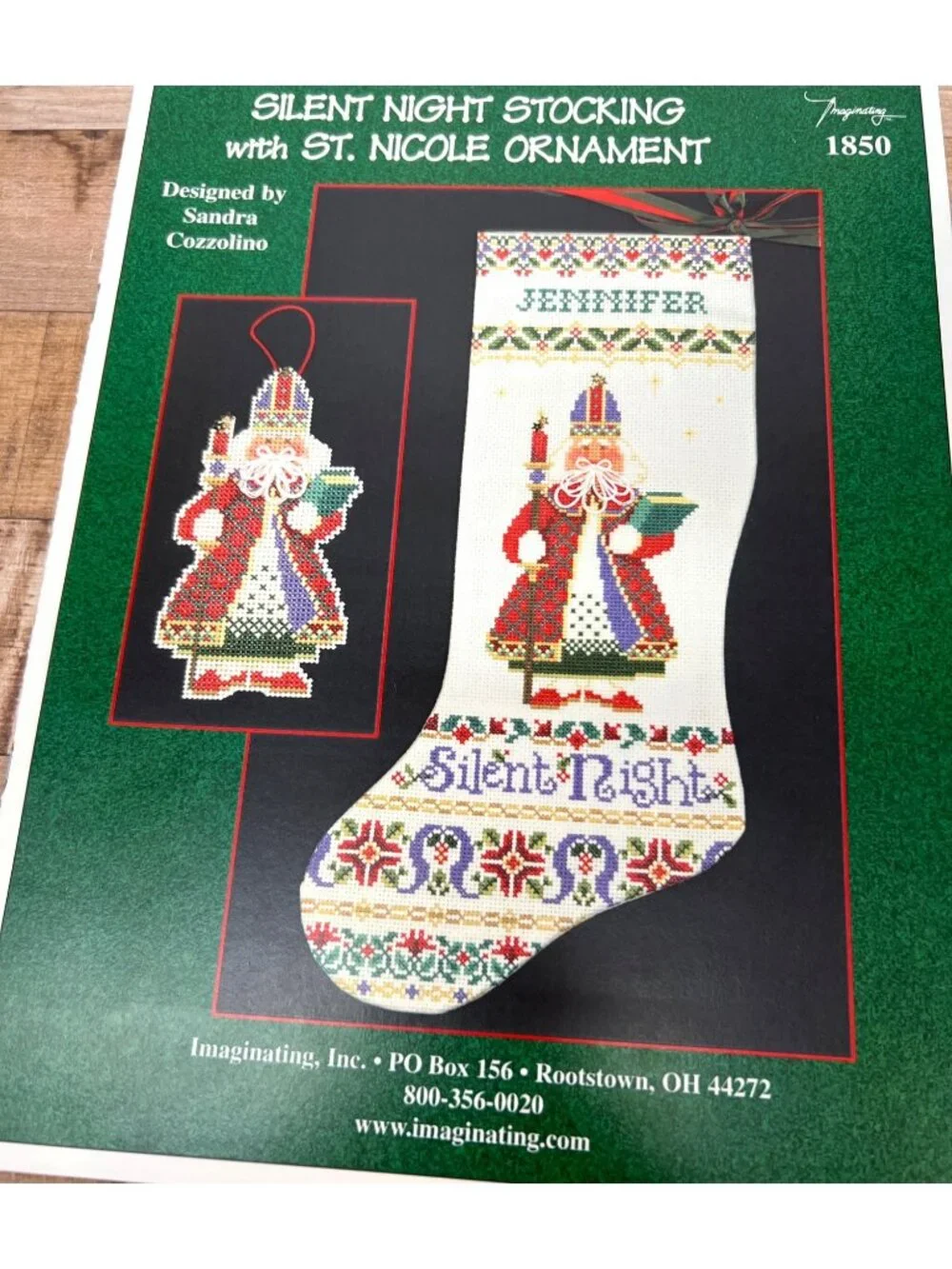 Silent Night Stocking With St. Nicole Ornament Cross Stitch Pattern Only